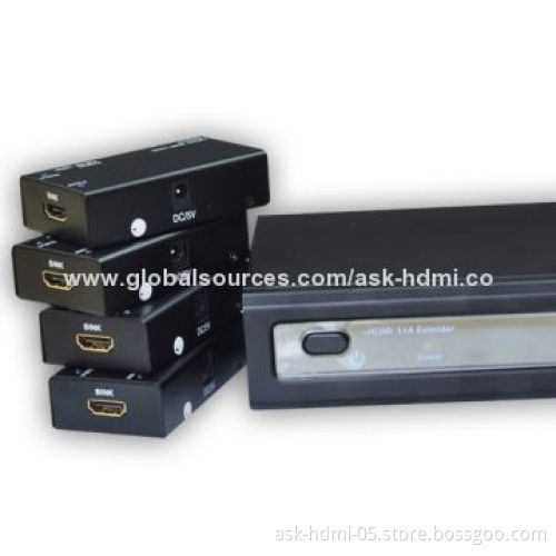 HDMI 1 x 4 Splitter with 4-pair Dual Cat6 Cable-out, 5V DC/2A Power Supply